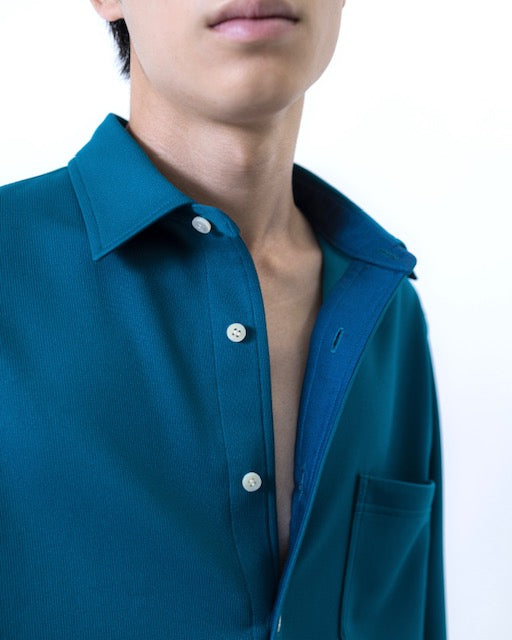 3 Officerシャツ c/#ブルーグリーン