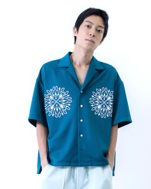 アロハシャツ c/#ブルーグリーン